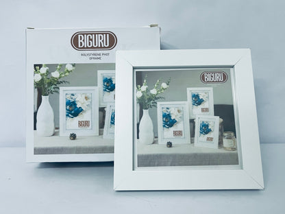 BIGURU Wood With Gold Foil Accents Picture Frame, 4x6, White
