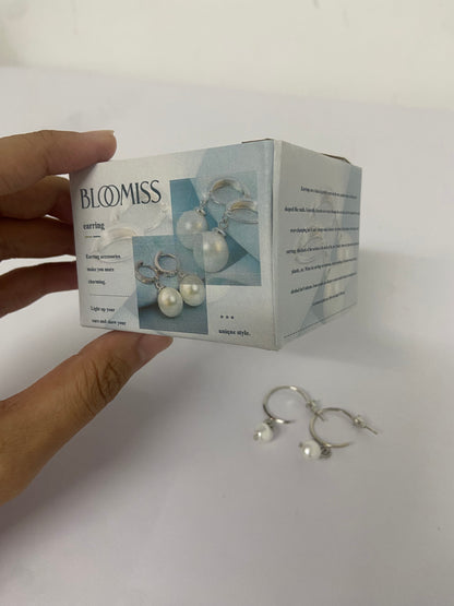 BLOOMISS Pearls [jewellery]  Hoop Earrings, Gold Plated Pearl Earrings for Women Trendy, Drop Dangle Earrings Jewelry for Wedding Dainty