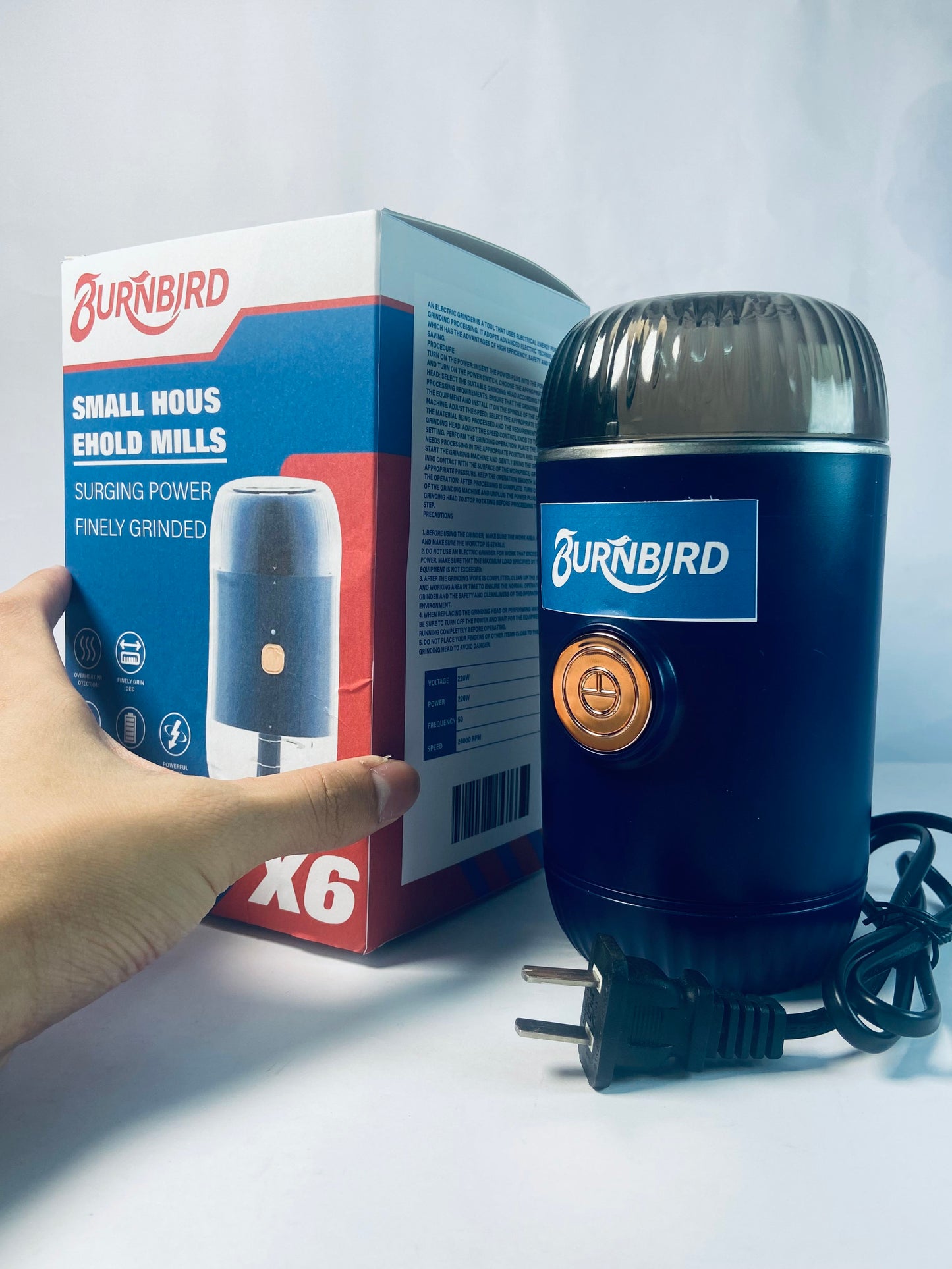 BURNBIRD Herb Grinder [large capacity/fast/Electric ]-Spice Herb Coffee Grinder with Pollen Catcher/- 7.5