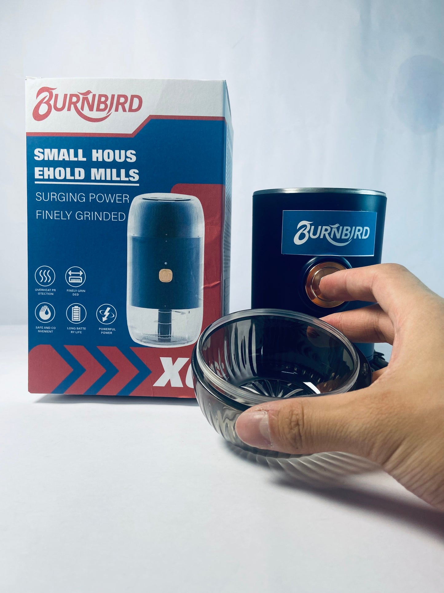BURNBIRD Herb Grinder [large capacity/fast/Electric ]-Spice Herb Coffee Grinder with Pollen Catcher/- 7.5