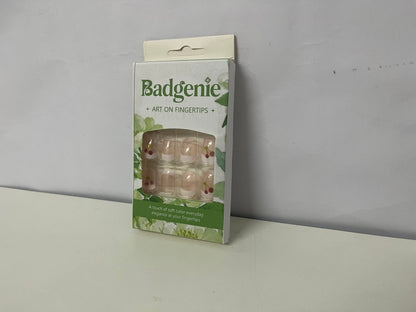 Badgenie False Nails - Pink Cherry Pattern Short Square Press-On Nails