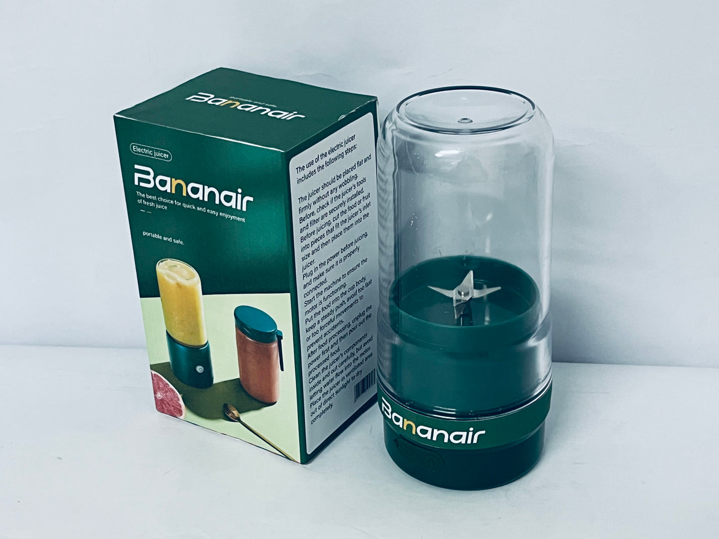 Bananair Portable Blender for Smoothies & Shakes - Cordless Personal Small Blender, USB-C Rechargeable & Self Cleaning - Quiet Mini Travel Blender with Stainless Steel Blade