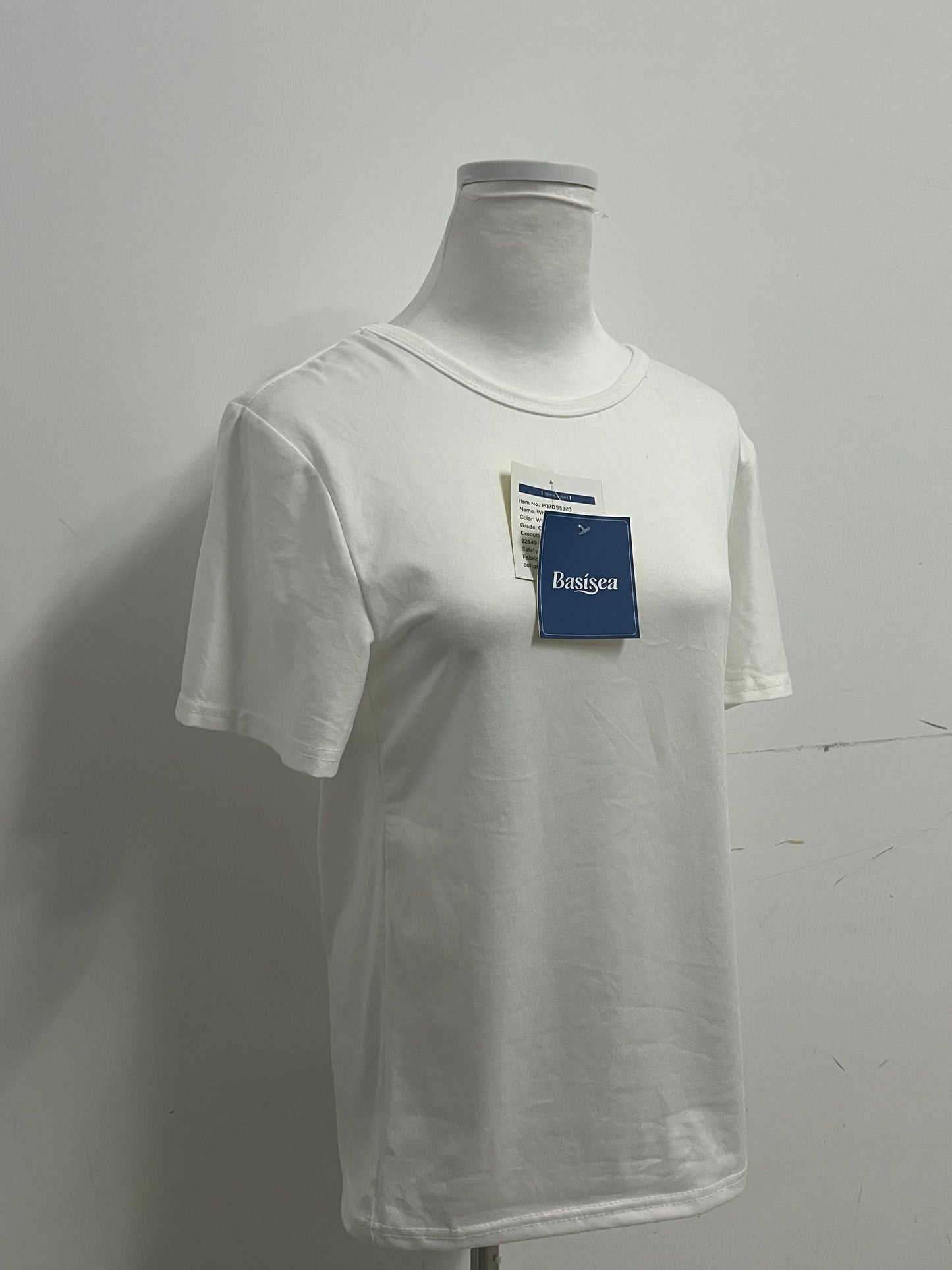 Basisea Classic Solid Color Crew Neck Short-Sleeve T-Shirt