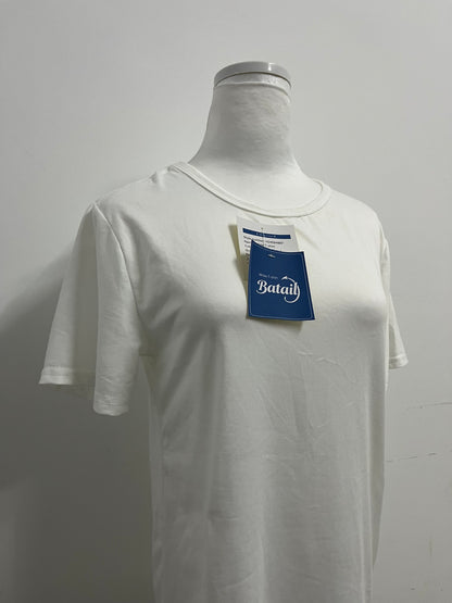 Batail Women's Basic White Short-Sleeve T-Shirt Versatile & Comfortable Must-Have Wardrobe Item