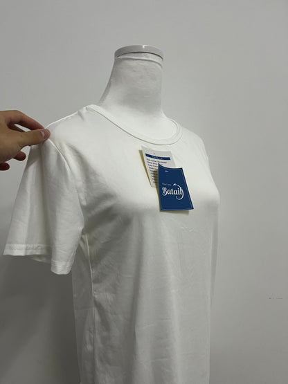 Batail Women's Basic White Short-Sleeve T-Shirt Versatile & Comfortable Must-Have Wardrobe Item