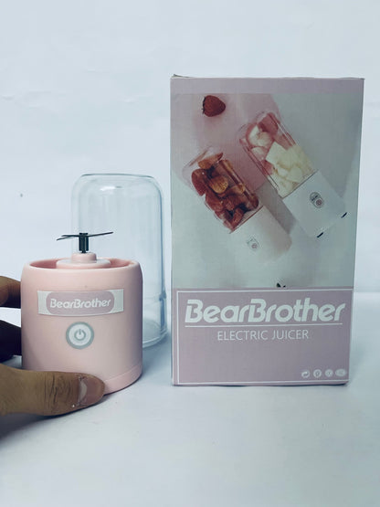 BearBrother Portable Blender Juicer Cup USB Rechargeable 500ml Transparent Bottle for Fruit Smoothies Milkshakes Juices (Pink)