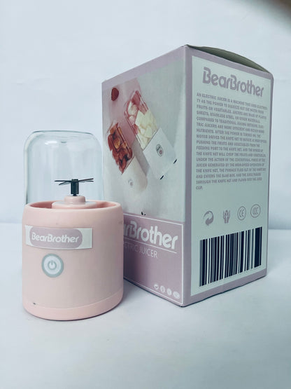 BearBrother Portable Blender Juicer Cup USB Rechargeable 500ml Transparent Bottle for Fruit Smoothies Milkshakes Juices (Pink)