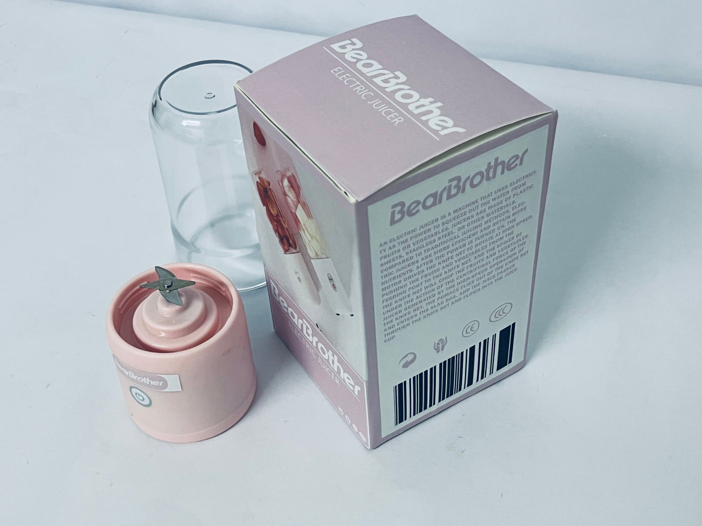 BearBrother Portable Blender Juicer Cup USB Rechargeable 500ml Transparent Bottle for Fruit Smoothies Milkshakes Juices (Pink)