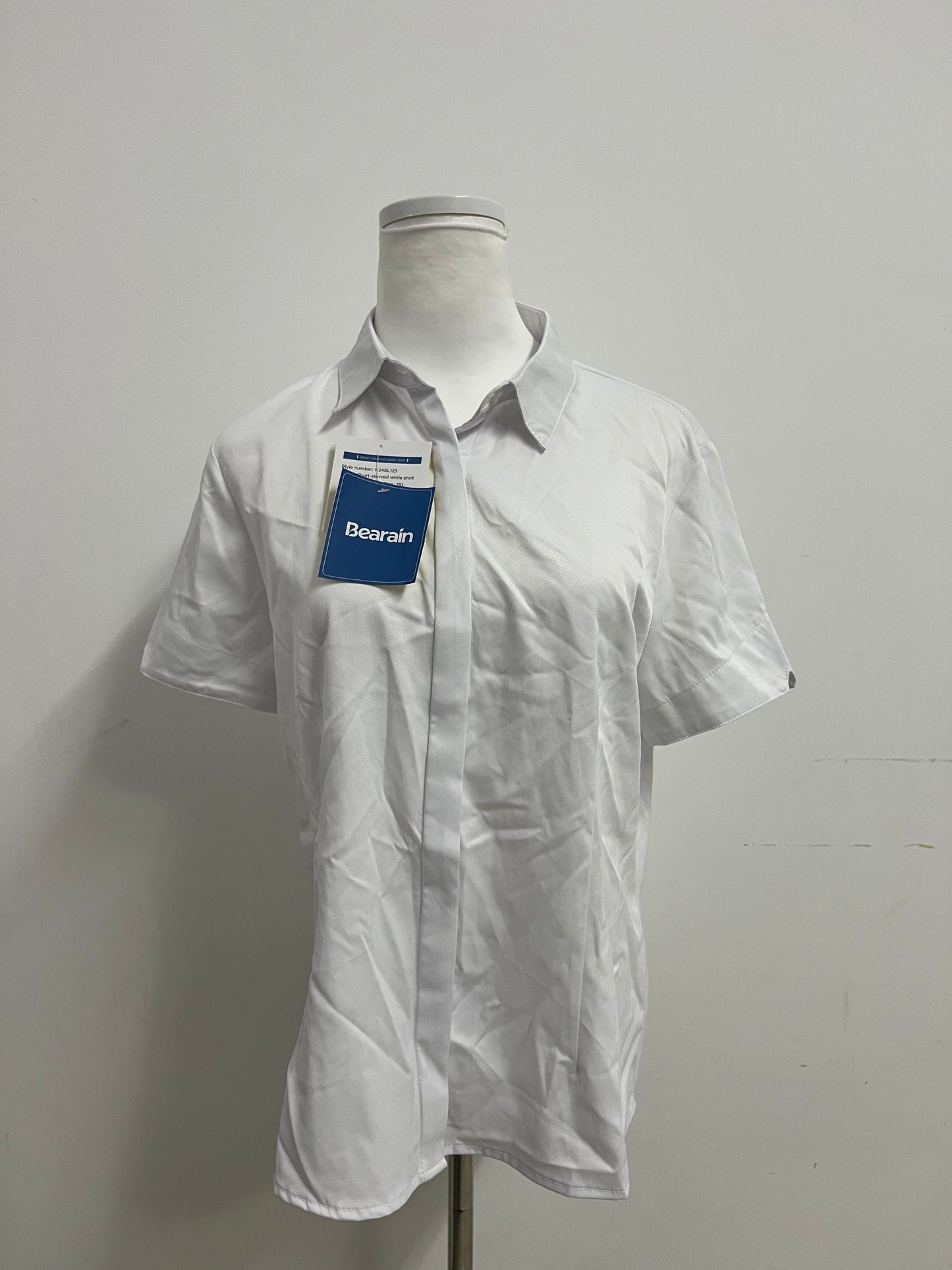 Bearain White Chemise - Short-Sleeve Collared Shirt with Tailored Fit