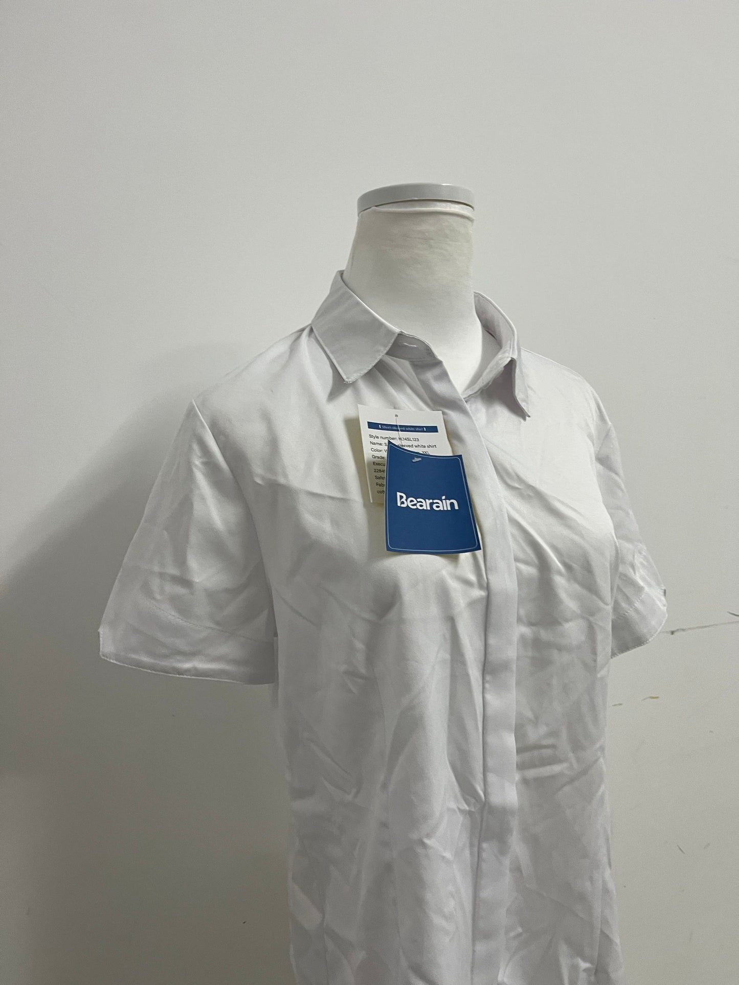Bearain White Chemise - Short-Sleeve Collared Shirt with Tailored Fit