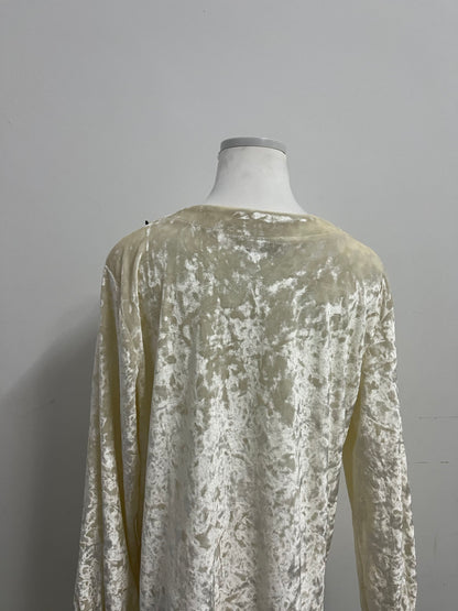 Bearain Light Yellow Sleepwear - Velvet Ruffled Neck Sleep Top for Cozy Elegance