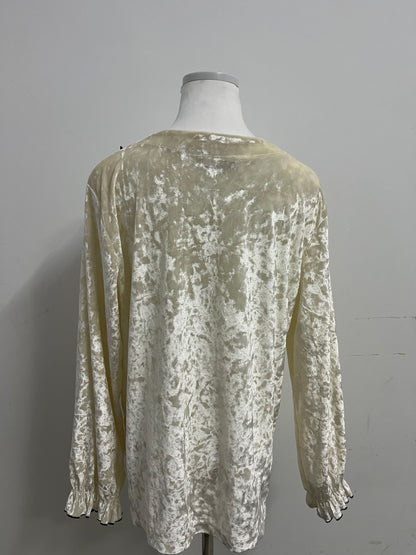 Bearain Light Yellow Sleepwear - Velvet Ruffled Neck Sleep Top for Cozy Elegance