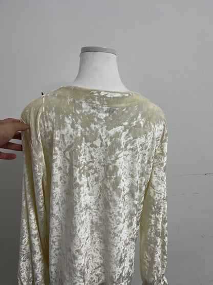 Bearain Light Yellow Sleepwear - Velvet Ruffled Neck Sleep Top for Cozy Elegance