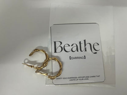 Beathe Gold Twisted Hoop Earrings Light Luxury & Retro A Delicate Accent Piece for Daily Outfits