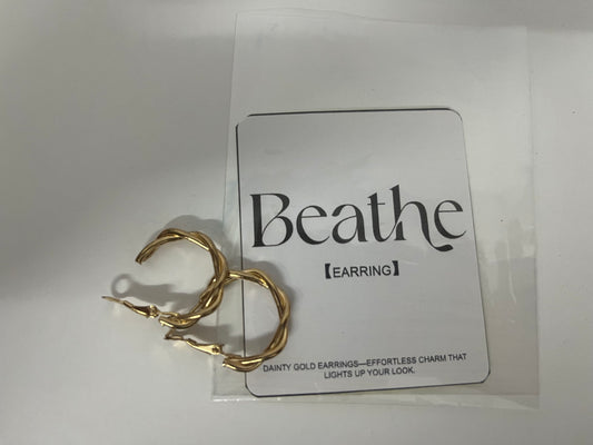 Beathe Gold Twisted Hoop Earrings Light Luxury & Retro A Delicate Accent Piece for Daily Outfits