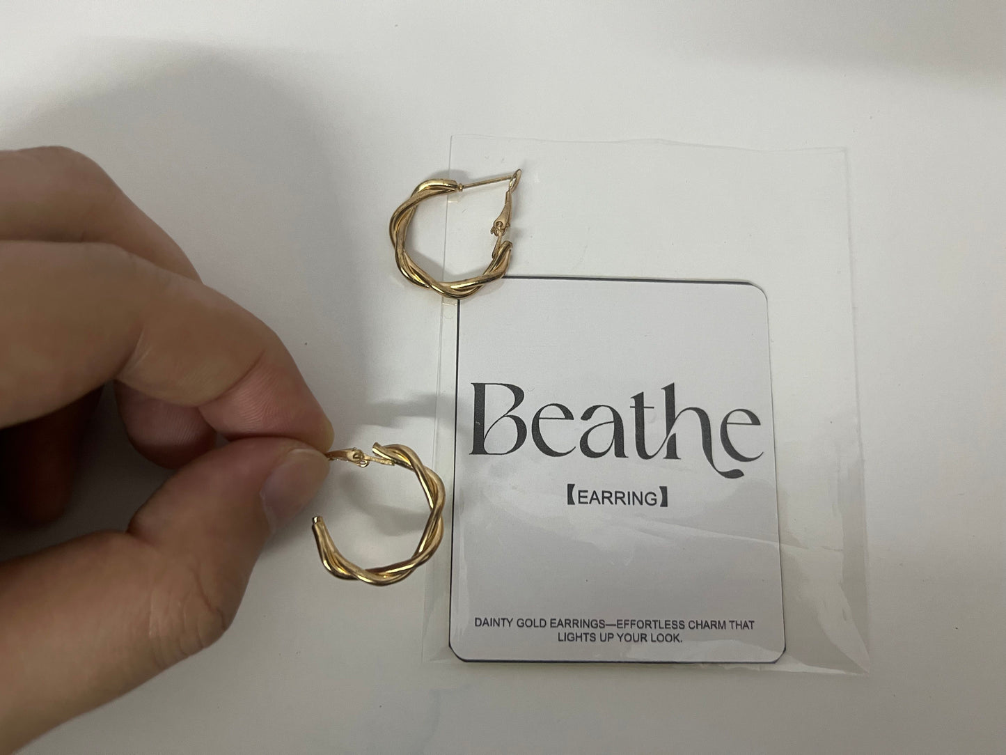 Beathe Gold Twisted Hoop Earrings Light Luxury & Retro A Delicate Accent Piece for Daily Outfits