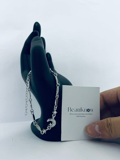 BeauKnow Stainless Steel Star Moon Chain Style Link Bracelets