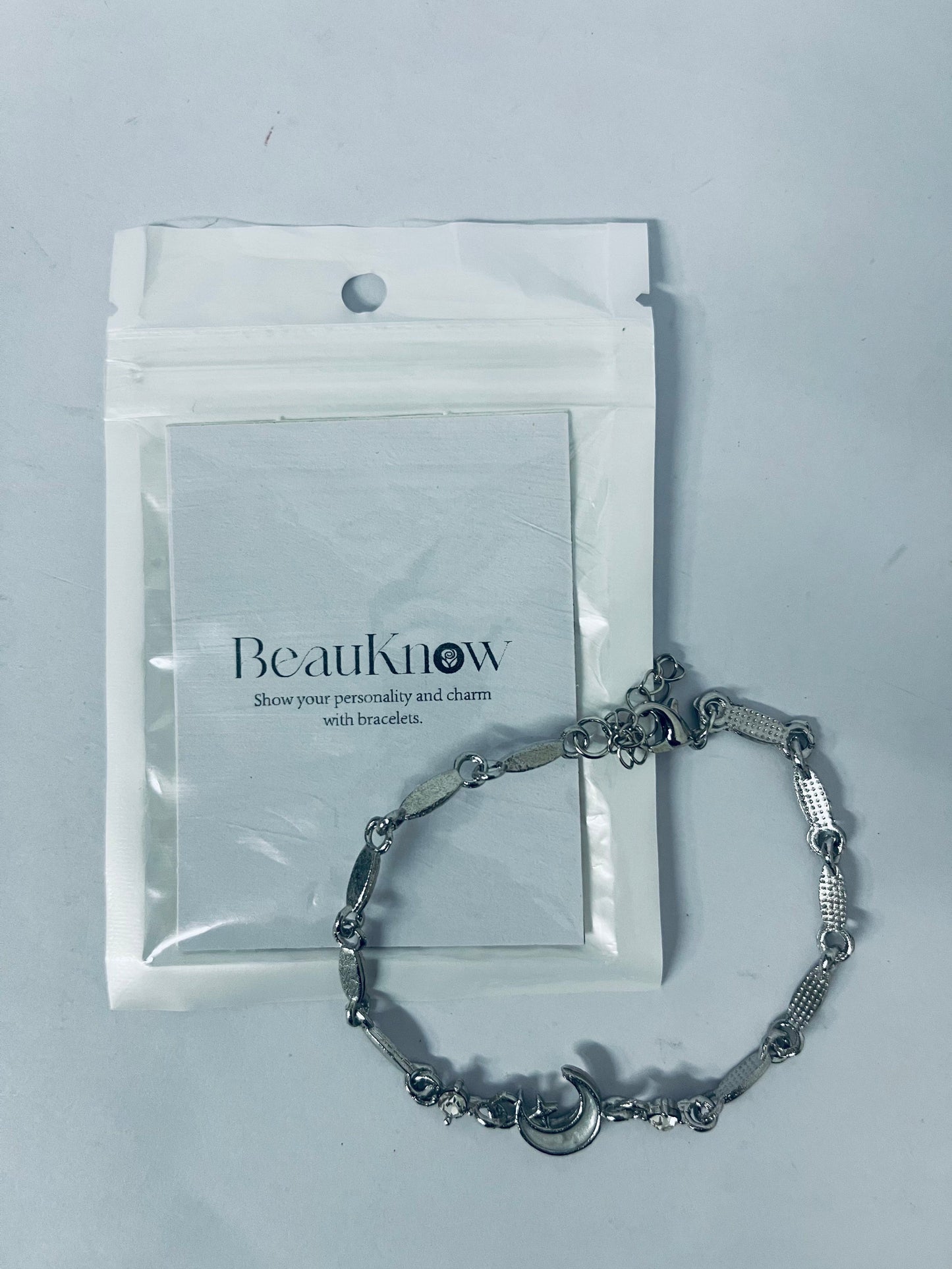 BeauKnow Stainless Steel Star Moon Chain Style Link Bracelets