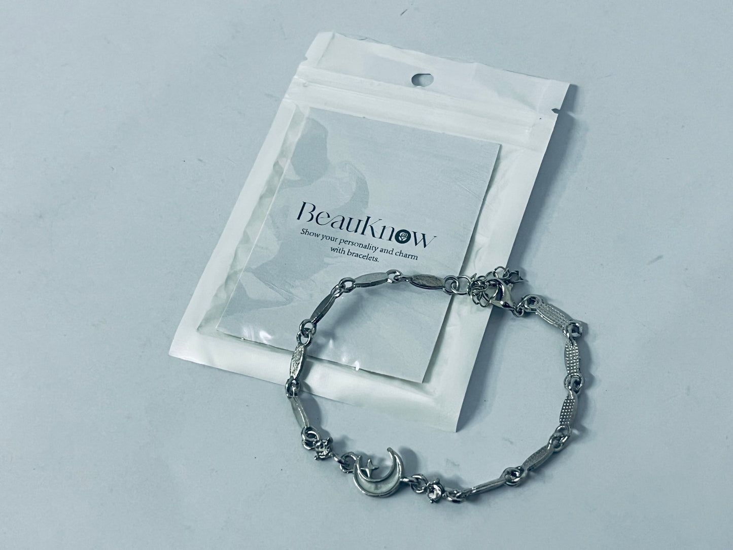 BeauKnow Stainless Steel Star Moon Chain Style Link Bracelets