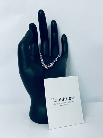 BeauKnow Stainless Steel Star Moon Chain Style Link Bracelets