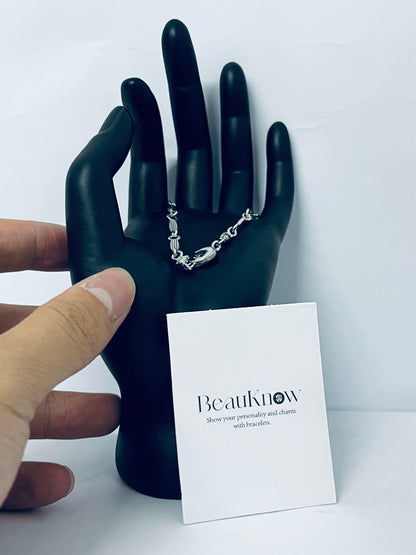 BeauKnow Stainless Steel Star Moon Chain Style Link Bracelets