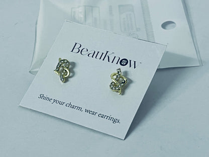 BeauKnow Women's Golden Hoop Clip On Earrings Love Shape