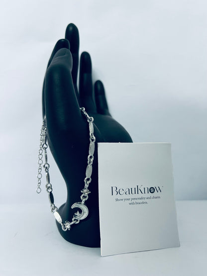 BeauKnow Stainless Steel Star Moon Chain Style Link Bracelets