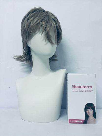Beauterra Curly High Temperature Fiber Men and Women for Male Party Halloween Short Cosplay Wigs