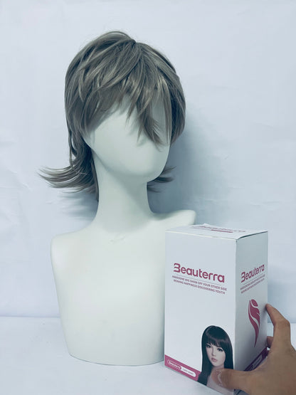 Beauterra Curly High Temperature Fiber Men and Women for Male Party Halloween Short Cosplay Wigs