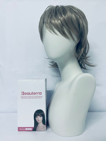 Beauterra Curly High Temperature Fiber Men and Women for Male Party Halloween Short Cosplay Wigs