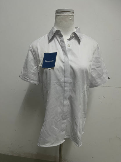 Beautopic White Short Chemise: Timeless Collared Shirt for Breathable Daily & Semi-Casual Wear