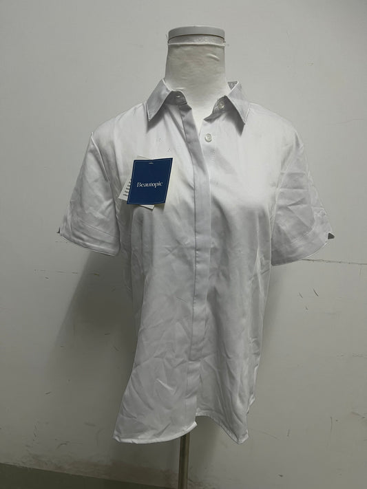 Beautopic White Short Chemise: Timeless Collared Shirt for Breathable Daily & Semi-Casual Wear