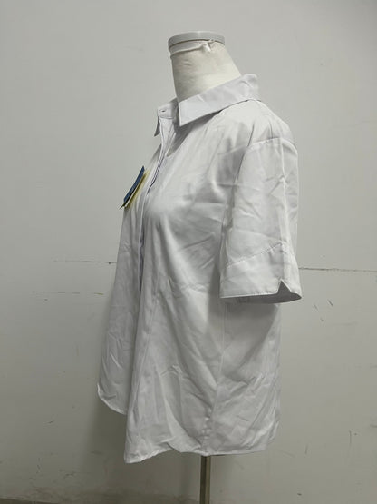 Beautopic White Short Chemise: Timeless Collared Shirt for Breathable Daily & Semi-Casual Wear