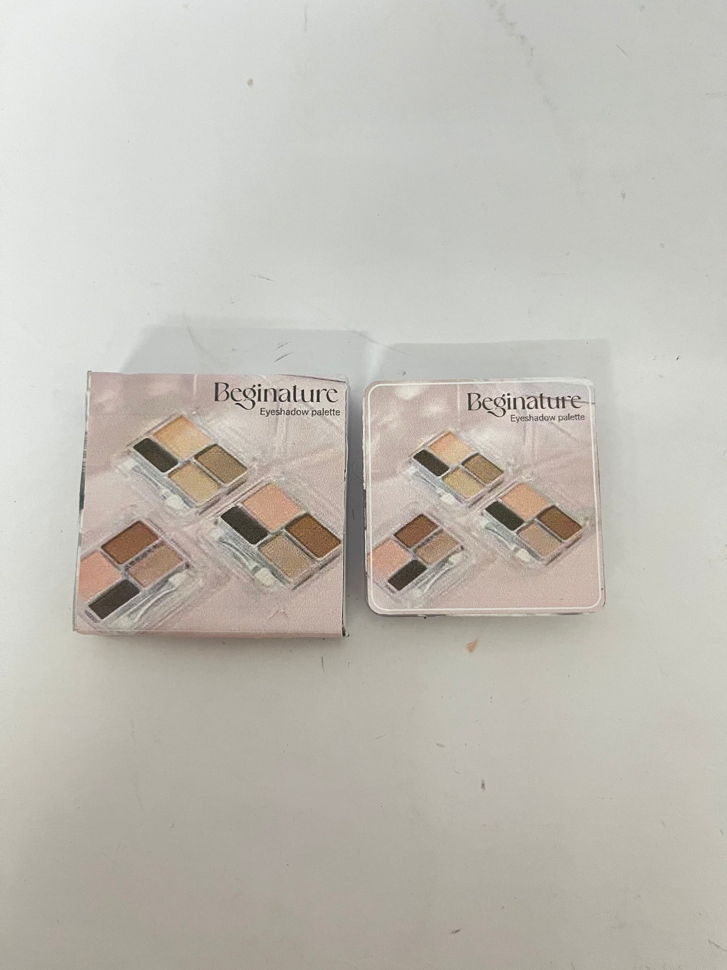Beginature 4 Colors Matte Eyeshadow Palette，Glitter Eyeshadow Powder with Eye Makeup Aid，Longwear Shadow Palette，Blendable Powder Natural Nude Finsh