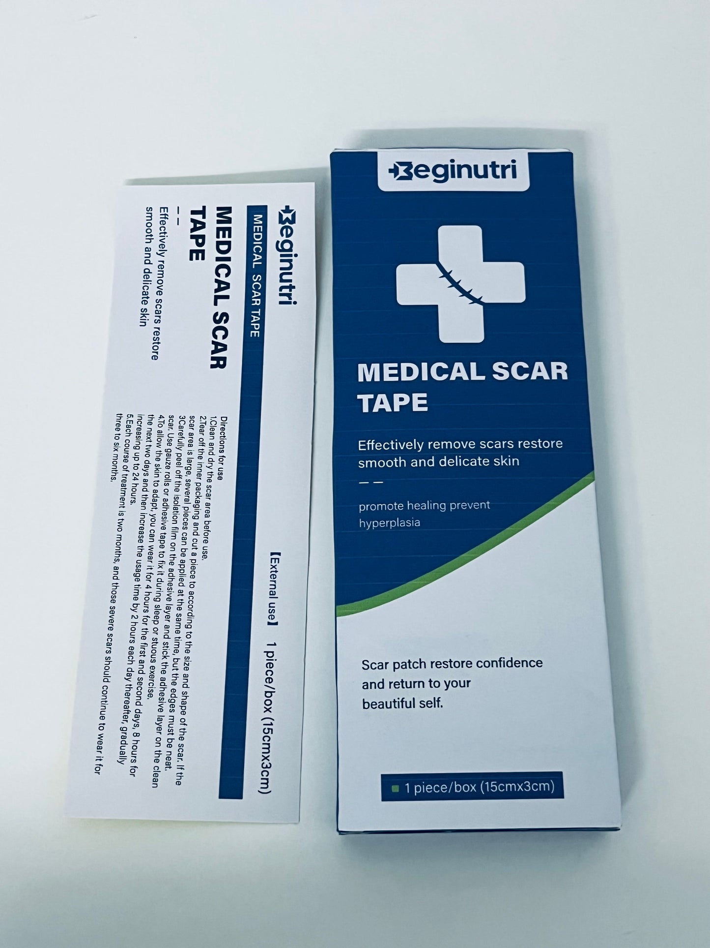 Beginutri Medical Scar Tape, 15cm×3cm, Effective for Surgical & Traumatic Scars, Prevent Hyperplasia, Restore Smooth Delicate Skin