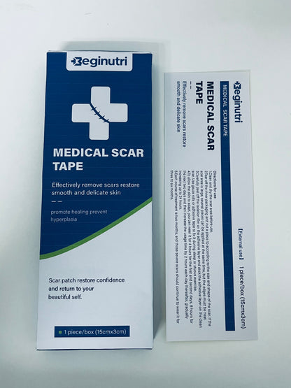 Beginutri Medical Scar Tape, 15cm×3cm, Effective for Surgical & Traumatic Scars, Prevent Hyperplasia, Restore Smooth Delicate Skin