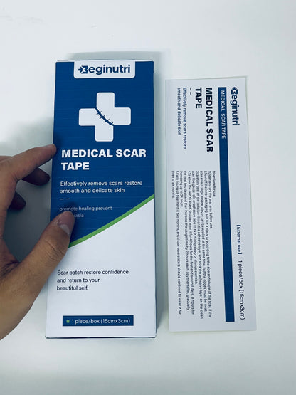 Beginutri Medical Scar Tape, 15cm×3cm, Effective for Surgical & Traumatic Scars, Prevent Hyperplasia, Restore Smooth Delicate Skin
