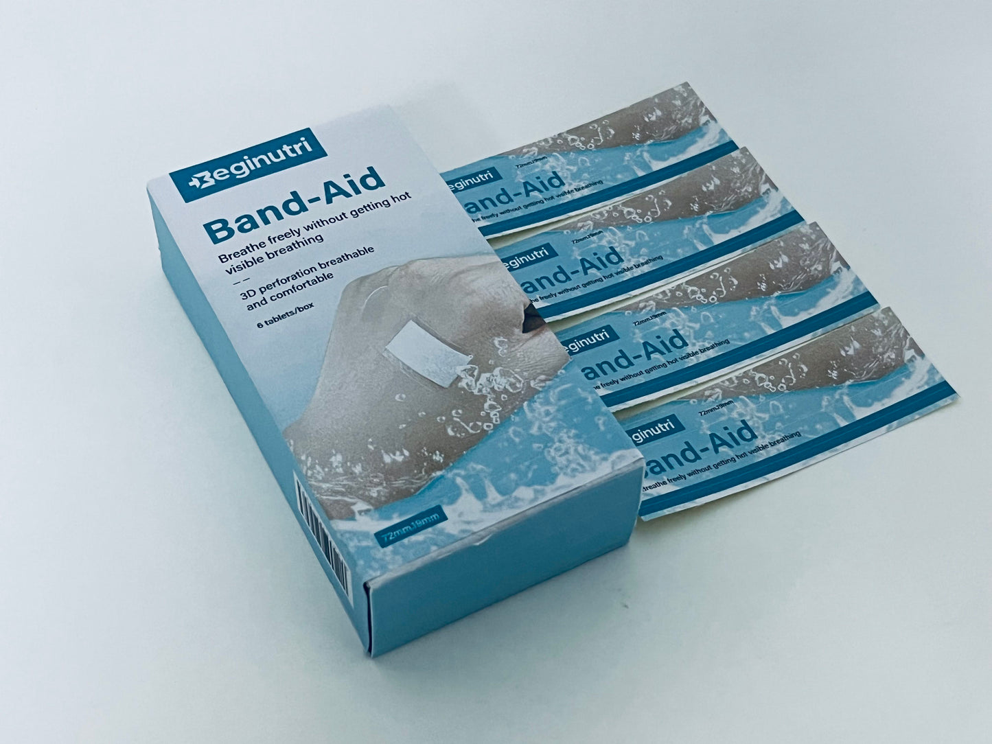 Beginutri Band-Aid, 3D Perforation Breathable Waterproof Skin-Friendly, 72mm×19mm, 6 Pieces, Essential for Daily Wound and Abrasion Care