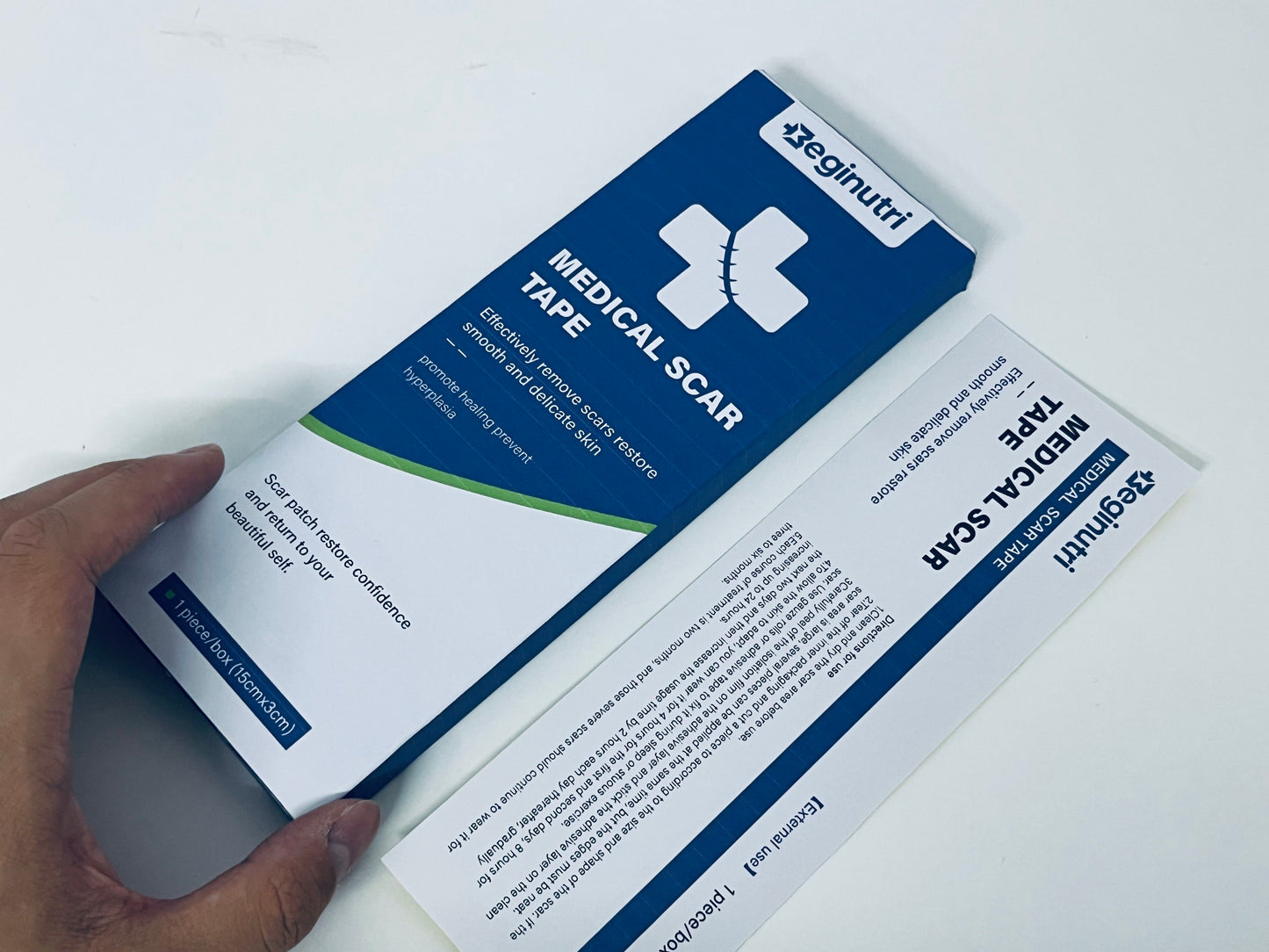 Beginutri Medical Scar Tape, 15cm×3cm, Effective for Surgical & Traumatic Scars, Prevent Hyperplasia, Restore Smooth Delicate Skin