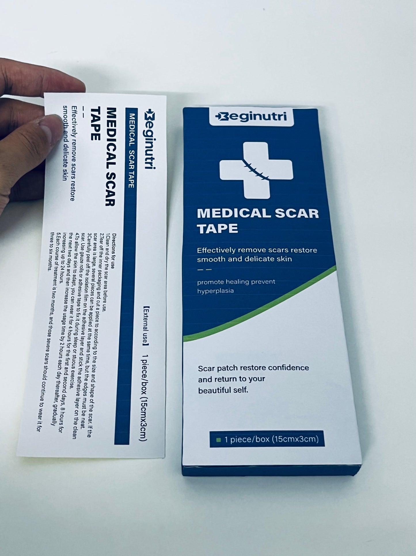 Beginutri Medical Scar Tape, 15cm×3cm, Effective for Surgical & Traumatic Scars, Prevent Hyperplasia, Restore Smooth Delicate Skin