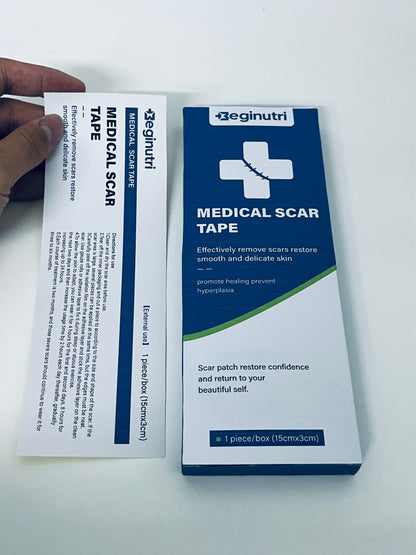 Beginutri Medical Scar Tape, 15cm×3cm, Effective for Surgical & Traumatic Scars, Prevent Hyperplasia, Restore Smooth Delicate Skin