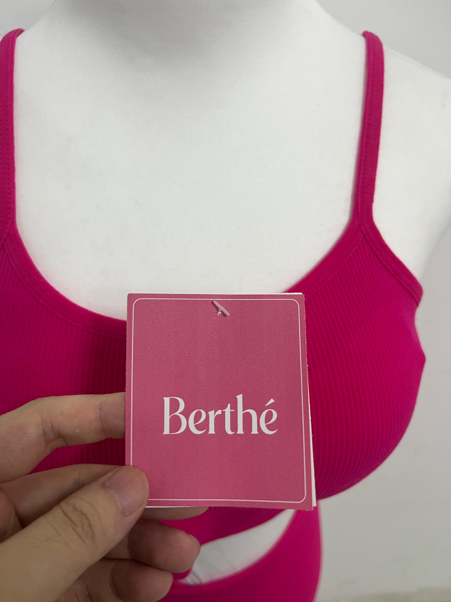 Berthe Fuchsia Activewear Set - Ribbed Fabric Crop Tank & Skort Shorts