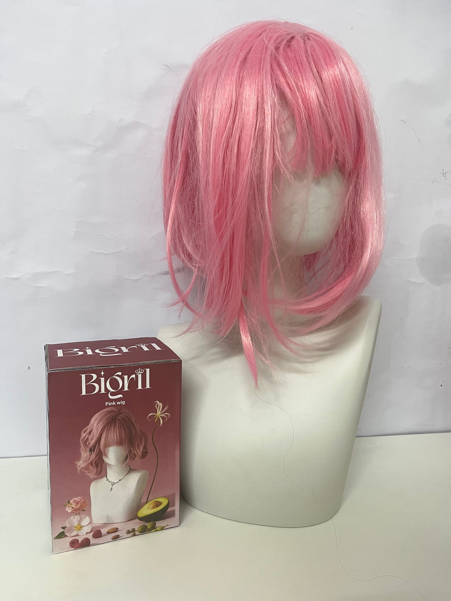 [Bigril Wigs]——Pink Mist Layered Short Wig - Sweet Girl Aesthetic Full Wig