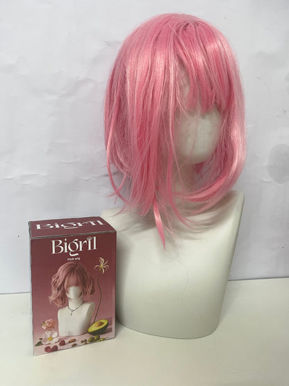 [Bigril Wigs]——Pink Mist Layered Short Wig - Sweet Girl Aesthetic Full Wig