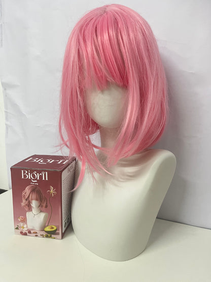 [Bigril Wigs]——Pink Mist Layered Short Wig - Sweet Girl Aesthetic Full Wig