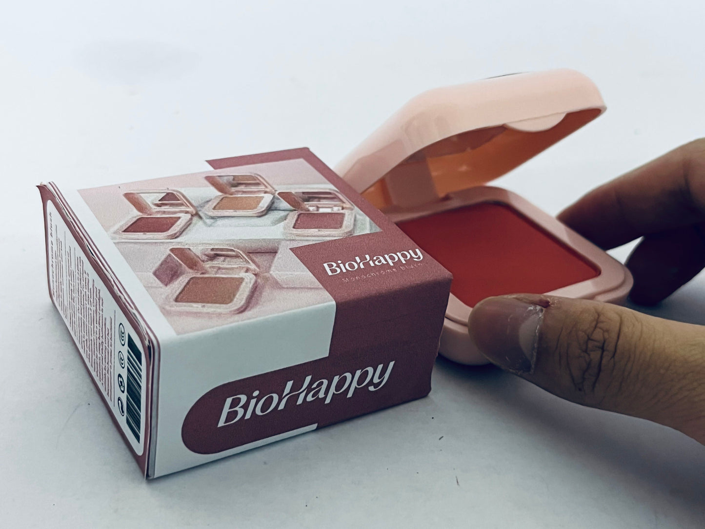 BioHappy Powder Blush Face Makeup, High Impact Buildable Color, Lightweight & Smooth Finish, 004 Rosy Rendezvous