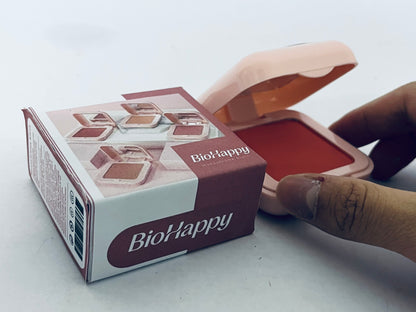 BioHappy Powder Blush Face Makeup, High Impact Buildable Color, Lightweight & Smooth Finish, 004 Rosy Rendezvous
