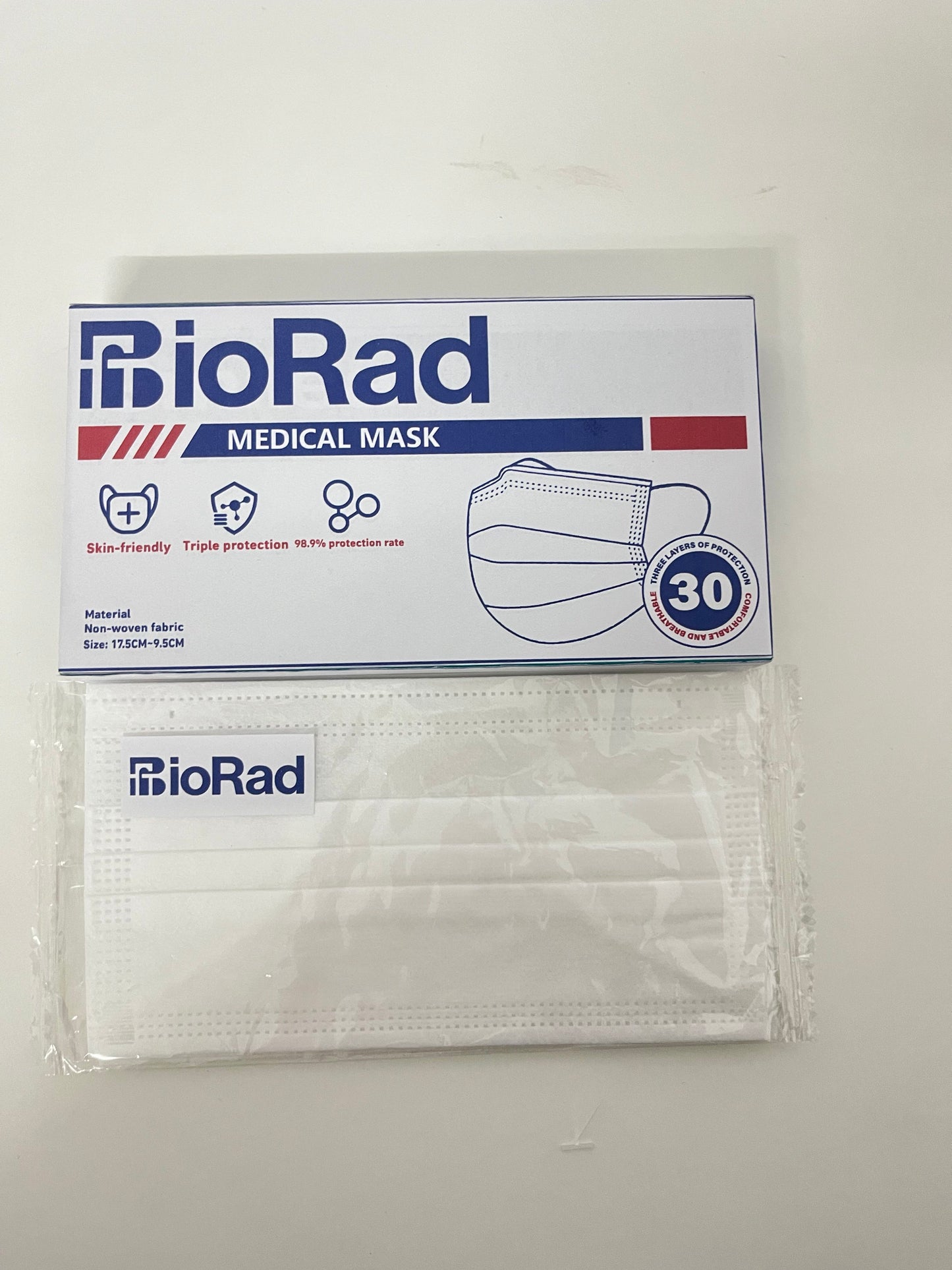 BioRad Medical Protective Mask 30-Count Skin-Friendly Triple Protection High Barrier Rate A Reliable Choice for Daily Protection