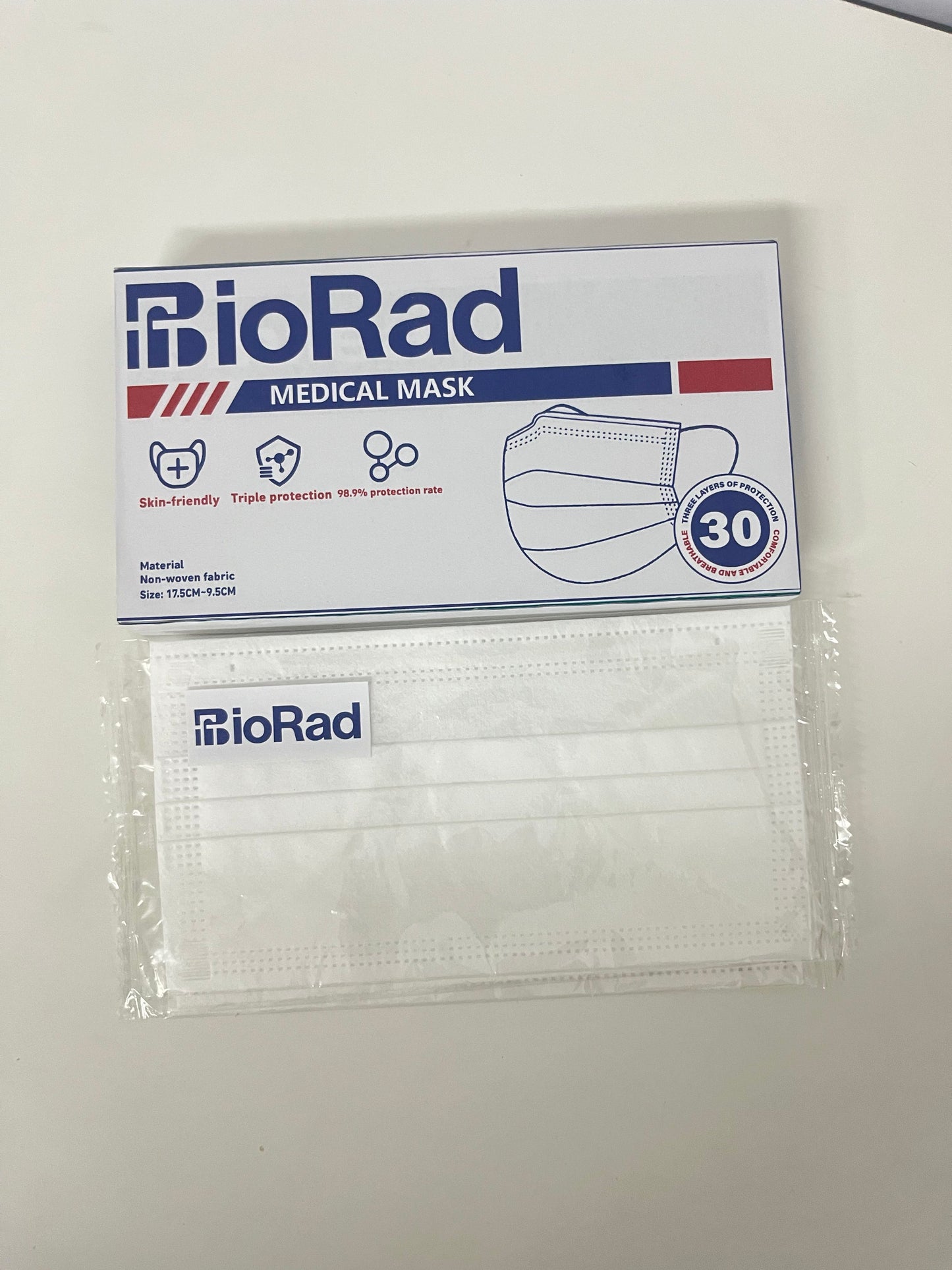 BioRad Medical Protective Mask 30-Count Skin-Friendly Triple Protection High Barrier Rate A Reliable Choice for Daily Protection