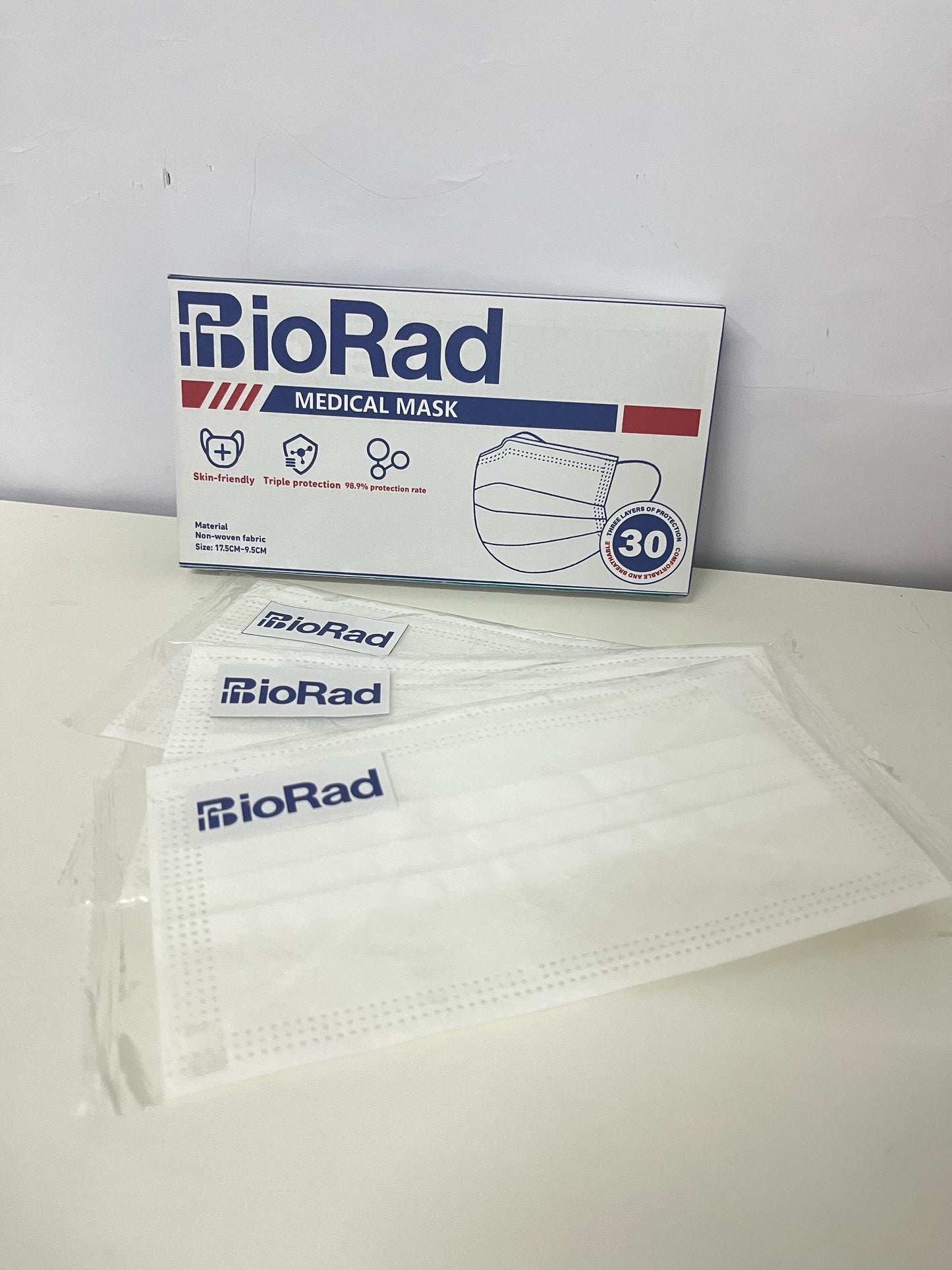 BioRad Medical Protective Mask 30-Count Skin-Friendly Triple Protection High Barrier Rate A Reliable Choice for Daily Protection